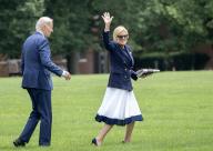 First lady Dr. Jill Biden waves as she and United States President Joe Biden depart Fort Lesley J. McNair in Washington, DC en route to Wilmington, Delaware on Friday, May 24, 2024. Credit: Ron Sachs / Pool via