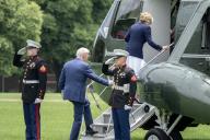 United States President Joe Biden and first lady Dr. Jill Biden board Marine One as they depart Fort Lesley J. McNair in Washington, DC en route to Wilmington, Delaware on Friday, May 24, 2024. Credit: Ron Sachs / Pool via