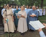 Boston, Massachusetts USA: June 7, 2014 Members of the Eastern Pennsylvania Mennonite Church sing the hymn 