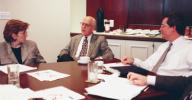 04/09/98 PARCA MEETING--John R. Carson director of governmental affairs for the American Podiatric Medical Association middle Greta Todd MA left associate director of federal government affairs for the American Association of Nurse ...