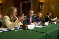 WASHINGTON DC - July 12: Diane Oakley of the National Institute on Retirement Security; Christopher T. Stephen of the National Rural Electric Cooperative Association; Edmond P. Bertheaud of The DuPont Company; and David M. Marchick of the ...