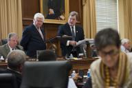 WASHINGTON DC - July 12: Chairman Harold Rogers R-Ky. Rep. Mike Simpson R-Idaho and Rep. Rosa DeLauro D-Conn. during the House Appropriations Committee markup of a fiscal 2012 interior and environment draft bill. (Photo by Scott J. Ferrell/...