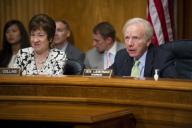 WASHINGTON DC - July 27: Ranking member Susan Collins R-Maine and Chairman Joseph I. Lieberman I-Vt. during the Senate Homeland Security and Governmental Affairs hearing on the status of emergency communications ten years after the Sept. 11 ...