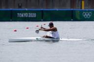 August 02, 2021: Amado Cruz of Team Belize during the MenÃs Kayak Single 1000m Canoe Sprint Heats, Tokyo 2020 Olympic Games at Sea Forest Waterway in Tokyo, Japan. Daniel Lea\/CSM