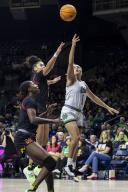 December 01, 2022: Notre Dame guard Dara Mabrey (1) goes up for a shot as Maryland guard Lavender Briggs (3) defends during NCAA Women\'s Basketball game action between the Maryland Terrapins and the Notre Dame Fighting Irish at Purcell Pavilion at the Joyce Center in South Bend, Indiana. Maryland defeated Notre Dame 74-72. John Mersits\/CSM
