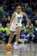 December 01, 2022: Notre Dame guard Olivia Miles (5) dribbles the ball up court during NCAA Women\'s Basketball game action between the Maryland Terrapins and the Notre Dame Fighting Irish at Purcell Pavilion at the Joyce Center in South Bend, Indiana. Maryland defeated Notre Dame 74-72. John Mersits\/CSM