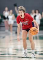 December 01, 2022: Fresno State Bulldogs guard Yanina Todorova (30) screams for help during the NCAA Women\'s basketball game between Portland State University and Fresno State University at the Stott Center, Portland, OR. Larry C. Lawson\/CSM (Cal Sport Media via AP Images