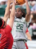 December 01, 2022: Portland State Vikings center Rhema Ogele (22) looks for an open shot during the NCAA Women\'s basketball game between Portland State University and Fresno State University at the Stott Center, Portland, OR. Larry C. Lawson\/CSM (Cal Sport Media via AP Images