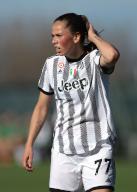 March 11, 2023, Vinovo: Vinovo, Italy, 11th March 2023. Sara Bjork Gunnarsdottir of Juventus looks on during the Coppa Italia Femminile match at Juventus Training Centre, Turin