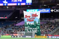 March 18, 2023: A tifo is raised before a game between the New England Revolution and the Nashville SC in Foxborough Massachusetts. Eric Canha