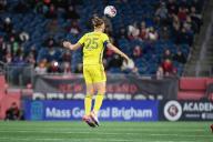 March 18, 2023: Nashville SC defender Walker Zimmerman (25) heads the ball against the New England Revolution during the first half in Foxborough Massachusetts. Eric Canha