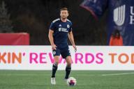 March 18, 2023: New England Revolution defender Dave Romney (2) plays the ball against the Nashville SC during the first half in Foxborough Massachusetts. Eric Canha
