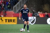 March 18, 2023: New England Revolution defender Dave Romney (2) controls the ball during the first half against the Nashville SC in Foxborough Massachusetts. Eric Canha