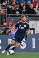 March 18, 2023: New England Revolution midfielder Matt Polster (8) controls the ball during the first half against the Nashville SC in Foxborough Massachusetts. Eric Canha