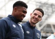 April 2, 2023, London: London, England, 2nd April 2023. Declan Rice of West Ham United arriving at the ground during the Premier League match at the London Stadium, London. (Credit Image: ÃÂ David Klein\/Sportimage\/Cal Sport Media