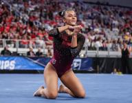 April 18, 2024: Alabama\'s Luisa Blanco competes on the floor exercise during Semifinal II of the 2024 Women\'s National Collegiate Women\'s Gymnastics Championships at Dickies Arena in Fort Worth, TX. Kyle Okita\/CSM (Credit Image: Â Kyle Okita\/Cal Sport Media