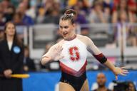 April 18, 2024: Gymnast Brenna Neault (Stanford University) during the 2024 NCAA National Collegiate Women\'s Gymnastics Championships Semifinal 1 at Dickies Arena in Fort Worth, Texas. Melissa J. Perenson\/Cal Sport Media (Credit Image: Â Melissa J. Perenson\/Cal Sport Media