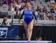 April 18, 2024: Florida\'s Danie Ferris on the floor exercise during Semifinal II of the 2024 Women\'s National Collegiate Women\'s Gymnastics Championships at Dickies Arena in Fort Worth, TX. Kyle Okita\/CSM (Credit Image: Â Kyle Okita\/Cal Sport Media