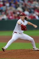 April 26, 2024: Hogs pitcher Hagen Smith #33 in action on the mound. Arkansas defeated Florida 2-1 in Fayetteville, AR. Richey Miller\/CSM(Credit Image: Richey Miller\/Cal Sport Media