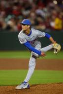 April 26, 2024: Gators pitcher Luke McNeillie #9 finishes up his pitching motion on the mound. Arkansas defeated Florida 2-1 in Fayetteville, AR. Richey Miller\/CSM(Credit Image: Richey Miller\/Cal Sport Media