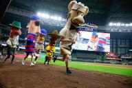 April 26, 2024: The Sausage Race during the game between the Milwaukee Brewers and the New York Yankees at American Family Field in Milwaukee, WI. Darren Lee\/CSM (Credit Image: Darren Lee\/Cal Sport Media