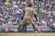 April 25 2024: San Diego pitcher Jhony Brito (76) throws a pitch during the San Diego and Colorado Rockies game held at Coors Field in Denver Co. David Seelig\/Cal Sport Medi(Credit Image: ÃÂ David Seelig \/ Cal Sport Media\/Cal Sport Media) (Credit Image: Â David Seelig \/ Cal Sport Media\/Cal Sport Media