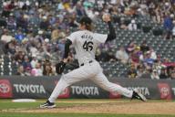 April 25 2024: Colorado pitcher Nick Mears (46) throws a pitch during the San Diego and Colorado Rockies game held at Coors Field in Denver Co. David Seelig\/Cal Sport Medi(Credit Image: ÃÂ David Seelig \/ Cal Sport Media\/Cal Sport Media) (Credit Image: Â David Seelig \/ Cal Sport Media\/Cal Sport Media
