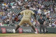 April 25 2024: San Diego pitcher Enyel Del Los Santos (62) throws a pitch during the San Diego and Colorado Rockies game held at Coors Field in Denver Co. David Seelig\/Cal Sport Medi(Credit Image: ÃÂ David Seelig \/ Cal Sport Media\/Cal Sport Media) (Credit Image: Â David Seelig \/ Cal Sport Media\/Cal Sport Media