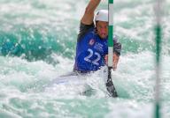 April 27, 2024:.Tyler Westfall competes in the US Olympic Team Trials for Kayak Slalom at Riversport in Oklahoma City, OK. Ron Lane (Credit Image: Â Ron Lane\/Cal Sport Media
