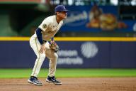 April 29, 2024: Milwaukee Brewers third base Joey Ortiz (3) during the game between the Milwaukee Brewers and the Tampa Bay Rays at American Family Field in Milwaukee, WI. Darren Lee\/CSM (Credit Image: Darren Lee\/Cal Sport Media
