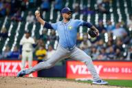 April 29, 2024: Tampa Bay Rays pitcher Shawn Armstrong (64) during the game between the Milwaukee Brewers and the Tampa Bay Rays at American Family Field in Milwaukee, WI. Darren Lee\/CSM (Credit Image: Darren Lee\/Cal Sport Media