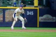 April 29, 2024: Milwaukee Brewers second base Brice Turang (2) during the game between the Milwaukee Brewers and the Tampa Bay Rays at American Family Field in Milwaukee, WI. Darren Lee\/CSM (Credit Image: Darren Lee\/Cal Sport Media