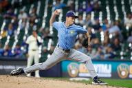 April 29, 2024: Tampa Bay Rays pitcher Kevin Kelly (49) during the game between the Milwaukee Brewers and the Tampa Bay Rays at American Family Field in Milwaukee, WI. Darren Lee\/CSM (Credit Image: Darren Lee\/Cal Sport Media