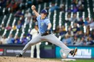 April 29, 2024: Tampa Bay Rays pitcher Kevin Kelly (49) during the game between the Milwaukee Brewers and the Tampa Bay Rays at American Family Field in Milwaukee, WI. Darren Lee\/CSM (Credit Image: Darren Lee\/Cal Sport Media