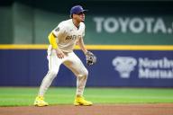 April 29, 2024: Milwaukee Brewers shortstop Willy Adames (27) during the game between the Milwaukee Brewers and the Tampa Bay Rays at American Family Field in Milwaukee, WI. Darren Lee\/CSM (Credit Image: Darren Lee\/Cal Sport Media