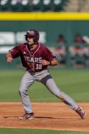 May 1, 2024: Cody Kelly #12 of Missouri State works to increase his lead from second base. Arkansas defeated Missouri State 8-5 in Fayetteville, AR. Richey Miller\/CSM(Credit Image: Richey Miller\/Cal Sport Media