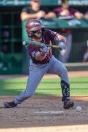 May 1, 2024: Tyler Epstein #4 of Missouri State lays down a bunt in front of the plate. Arkansas defeated Missouri State 8-5 in Fayetteville, AR. Richey Miller\/CSM(Credit Image: Richey Miller\/Cal Sport Media