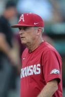 May 1, 2024: Razorback Head Coach Dave Van Horn heads back to the dugout following a visit to the mound. .Arkansas defeated Missouri State 8-5 in Fayetteville, AR. Richey Miller\/CSM(Credit Image: Richey Miller\/Cal Sport Media