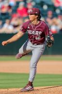May 1, 2024: Bears pitcher Jake Syverson #40 follows through on his pitching motion on the mound. Arkansas defeated Missouri State 8-5 in Fayetteville, AR. Richey Miller\/CSM(Credit Image: Richey Miller\/Cal Sport Media