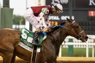 October 30, 2023, Louisville, Ky, USA: Thorpedo Anna (5) and jockey Brian Hernandez Jr. win the 150th running of the Longines Kentucky Oaks at Churchill Downs in Louisville, KY on May 03, 2024. Candice Chavez\/Eclipse Sportswire\/CSM(Credit Image: Â Candice Chavez\/Cal Sport Media