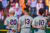 May 3rd, 2024: Syracuse Mets players stand for the anthem prior to a game against the Rochester Red Wings. The Rochester Red Wings hosted the Syracuse Mets in an International League game at Innovative Field in Rochester, New York. (Jonathan Tenca\/CSM) (Credit Image: Â Jonathan Tenca\/Cal Sport Media