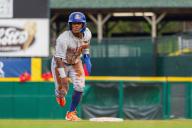 May 3rd, 2024: Syracuse Mets infielder Luisangel Acuna (2) runs in a game against the Rochester Red Wings. The Rochester Red Wings hosted the Syracuse Mets in an International League game at Innovative Field in Rochester, New York. (Jonathan Tenca\/CSM) (Credit Image: Â Jonathan Tenca\/Cal Sport Media