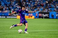 May 4, 2024: Charlotte FC midfielder Nikola PetkoviÃâ¡ (23) shoots against the Portland Timbers during the second half of the Major League Soccer match up at Bank of America Stadium in Charlotte, NC. (Scott KinserCal Sport Media) (Credit Image: Â Scott Kinser\/Cal Sport Media