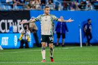May 4, 2024: Portland Timbers forward Jonathan RodrÃÂ­guez (14) reacts after a non foul during the second half against the Charlotte FC in the Major League Soccer match up at Bank of America Stadium in Charlotte, NC. (Scott KinserCal Sport Media) (Credit Image: Â Scott Kinser\/Cal Sport Media
