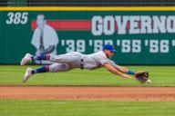 May 5th, 2024: Syracuse Mets infielder Rylan Bannon (10) dives for a ball in a game against the Rochester Red Wings. The Rochester Red Wings hosted the Syracuse Mets on Cinco De Mayo Celebration in an International League game at Innovative Field in Rochester, New York. (Jonathan Tenca\/CSM) (Credit Image: Â Jonathan Tenca\/Cal Sport Media