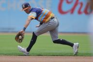 May 08, 2024: Montgomery Biscuits infielder Tanner Murray (2) fields a ground ball during an MiLB game between the Biloxi Shuckers and Montgomery Biscuits at the Ball Park in Biloxi, Mississippi. Bobby McDuffie\/CSM (Credit Image: Bobby Mcduffie\/Cal Sport Media
