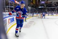 May 10th, 2024: Rochester Americans forward Anton Wahlberg (92) skates in warmups prior to a game against the Syracuse Crunch. The Rochester Americans hosted the Syracuse Crunch in Game 5 of the American Hockey League Northeast Division Semifinals at Blue Cross Arena in Rochester, New York. (Jonathan Tenca/CSM) (Credit Image: Â Jonathan Tenca/Cal Sport Media