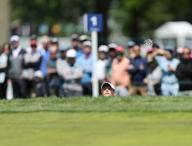 May 11, 2024: Nelly Korda of the United States takes a peek from the bunker at the first tee to see where her shot landed during the third round at the Cognizant Founders Cup at the Upper Montclair Country Club in Clifton, NJ. Mike Langish\/CSM (Credit Image: ÃÂ Mike Langish\/Cal Sport Media) (Credit Image: Â Mike Langish\/Cal Sport Media