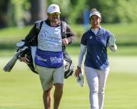 May 11, 2024: Sofia Garcia from Paraguay walks down the fairway with her caddie during the third round at the Cognizant Founders Cup at the Upper Montclair Country Club in Clifton, NJ. Mike Langish/CSM (Credit Image: ÃÂ Mike Langish/Cal Sport Media) (Credit Image: Â Mike Langish/Cal Sport Media