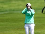 May 11, 2024: Leona Maguire from Ireland checks the distance to the tee during the third round at the Cognizant Founders Cup at the Upper Montclair Country Club in Clifton, NJ. Mike Langish/CSM (Credit Image: ÃÂ Mike Langish/Cal Sport Media) (Credit Image: Â Mike Langish/Cal Sport Media